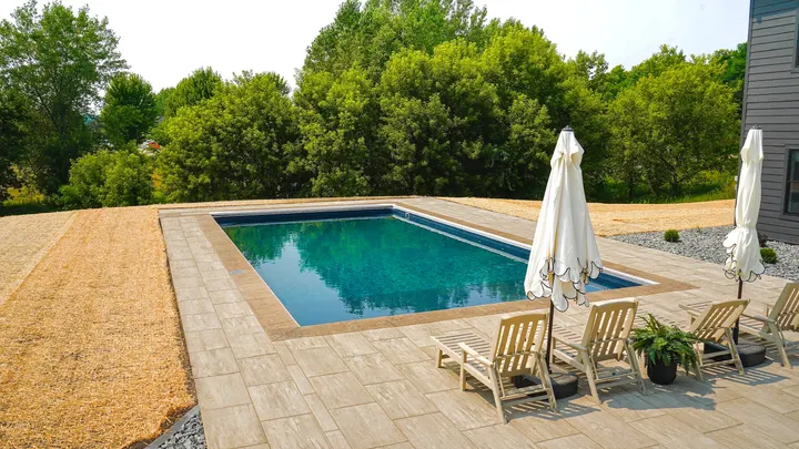 Concrete Pool Deck with Paver Border, another view