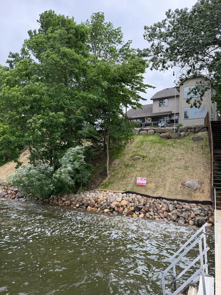 Boulder Retaining Walls and Shoreline Installation on Lake Sylvia, another view